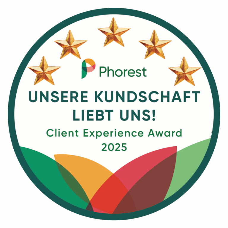 Auszeichnung für 5-Sterne-Service: Florian Schattat Friseure wurde 2025 zum sechsten Mal in Folge mit dem Phorest Client Experience Award ausgezeichnet – auf Basis echter Kundenbewertungen.